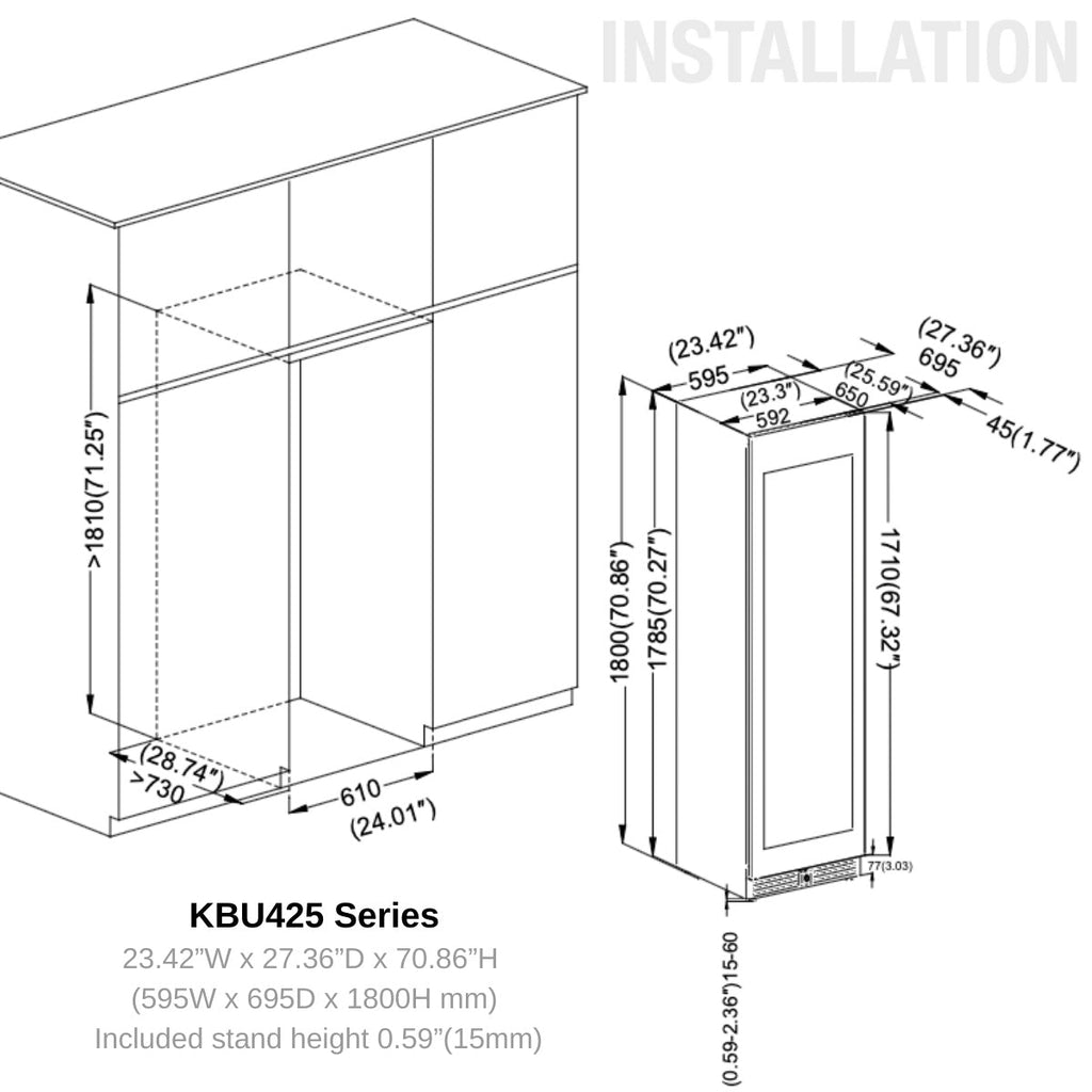 Kings Bottle Upright Wine & Beverage cooler Combo With Low-E Glass KBU425BW3-FG