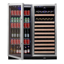 Load image into Gallery viewer, Kings Bottle 56&quot; Upright Wine And Beverage Refrigerator Combo With Glass Door KBU100BW2-SS